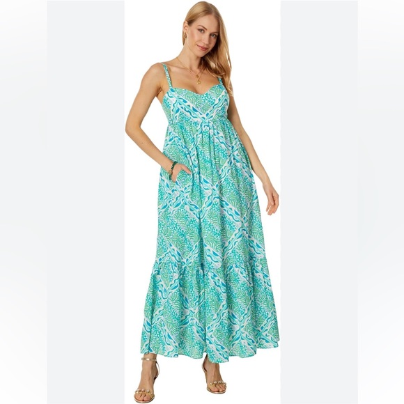 LILLY PULITZER NEW HEIDI COTTON MAXI DRESS SIZE 12 - Picture 3 of 9
